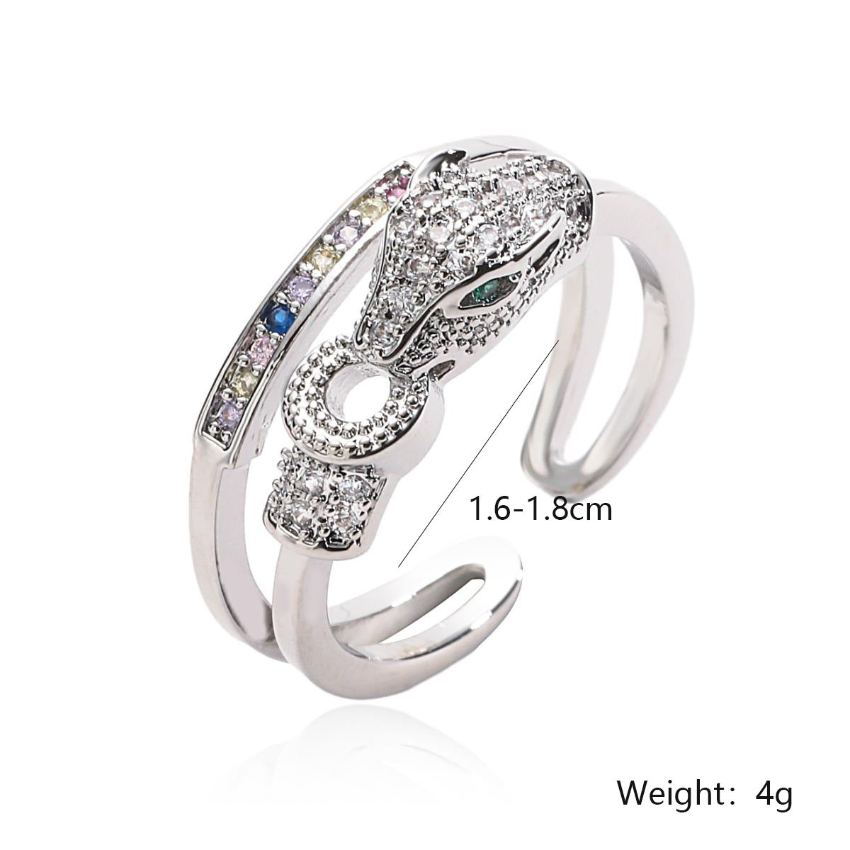 Minimalist Leopard-Shaped Copper Ring with Gold Plating and Micro-Pavé Zirconia for Women