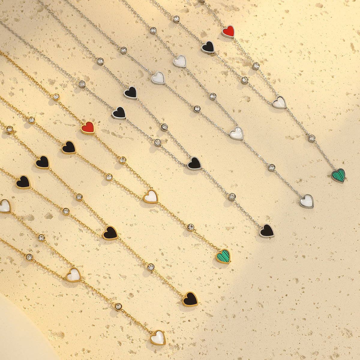 Minimalist Heart-Shaped Stainless Steel Pendant Necklace with Gold Plating for Women