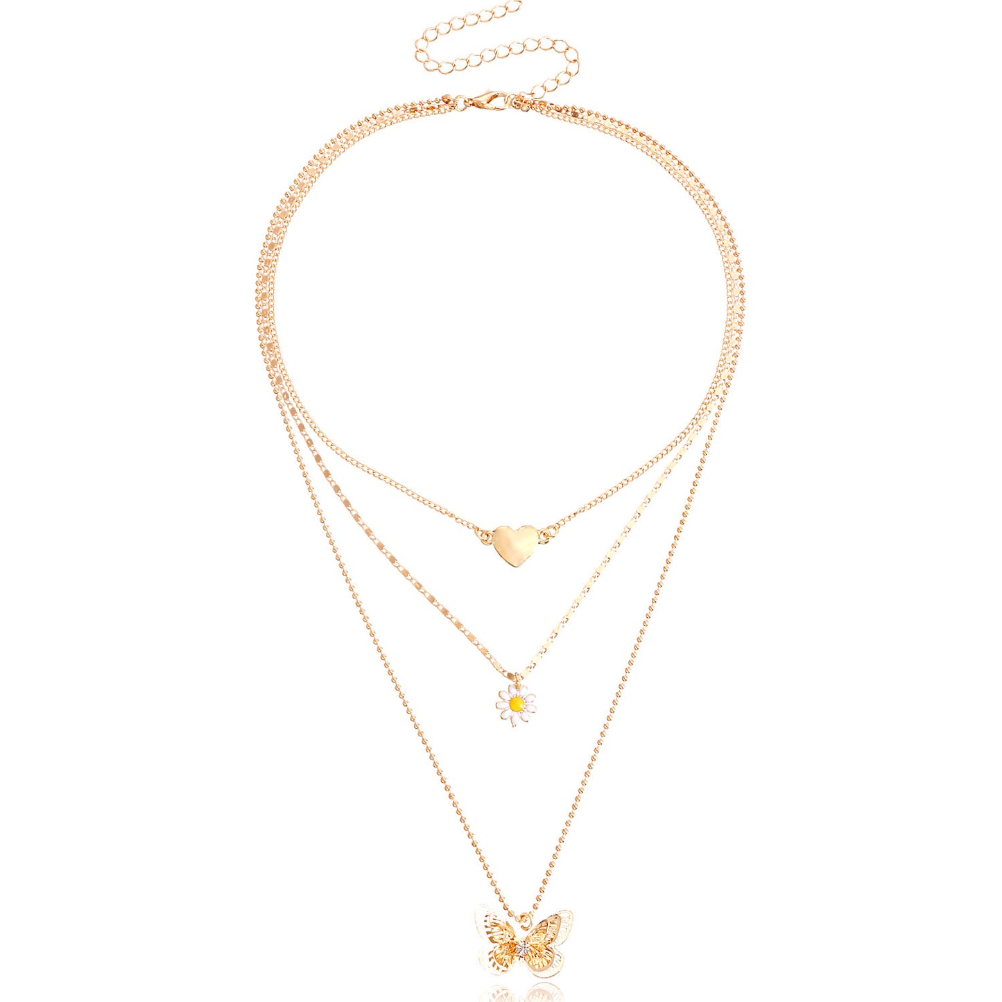 Minimalist Multi-Layer Hollow Butterfly Pendant Necklace for Women in Alloy with Plated Finish