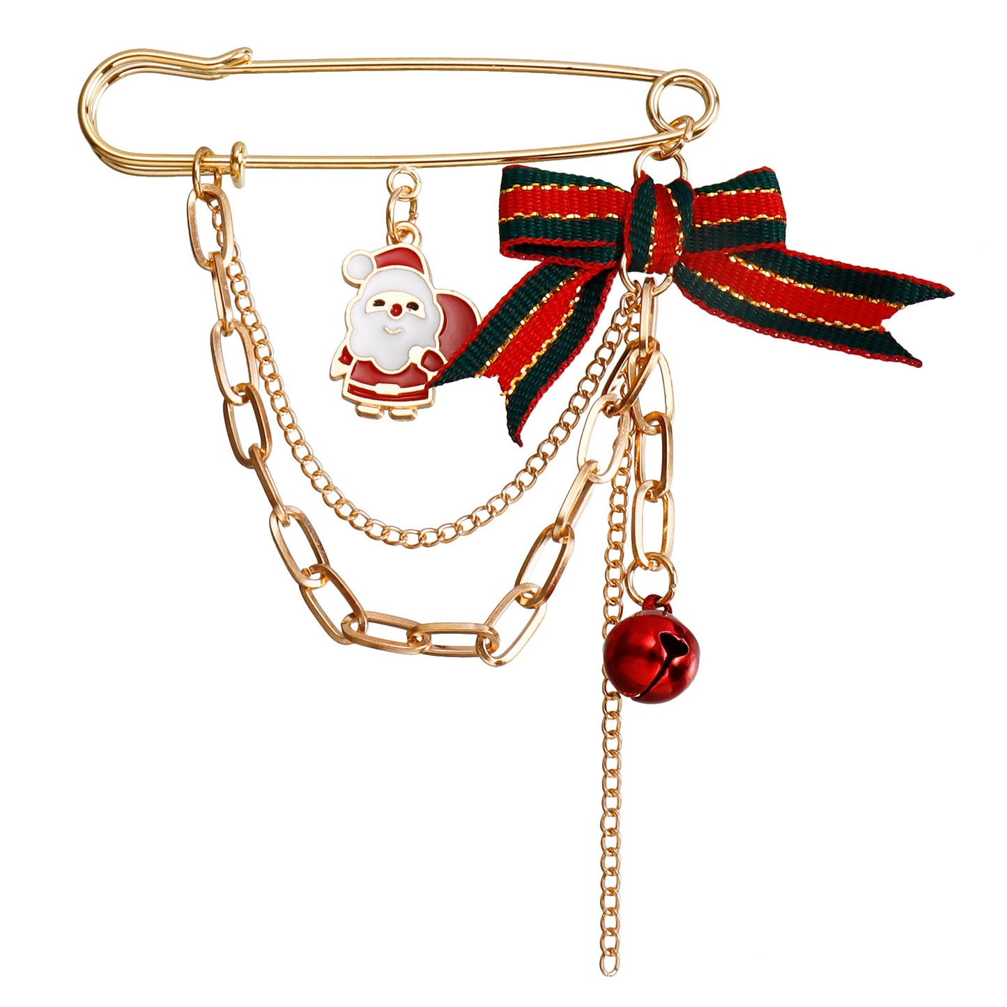 Fashionable Geometric Christmas Brooch for Women Alloy Pin with Reindeer Snowman and Bell Design Electroplated Decoration Gift