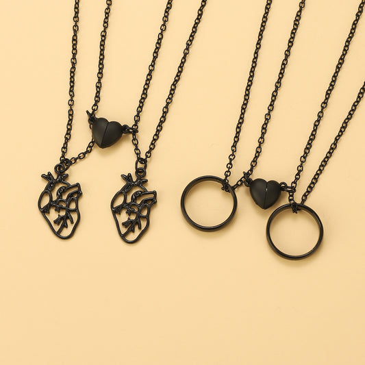 Collana pendente a cuore vuoto minimalista da donna, catena a serpente placcata in lega, gioielli casual alla moda