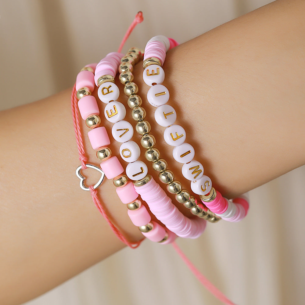 Bohemian Colorful Letter Bead Adjustable Friendship Bracelet Set