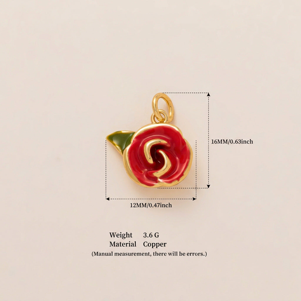 Vintage 18K Gold Plated Brass Floral Drip Oil Pendant Charm Bar for Women