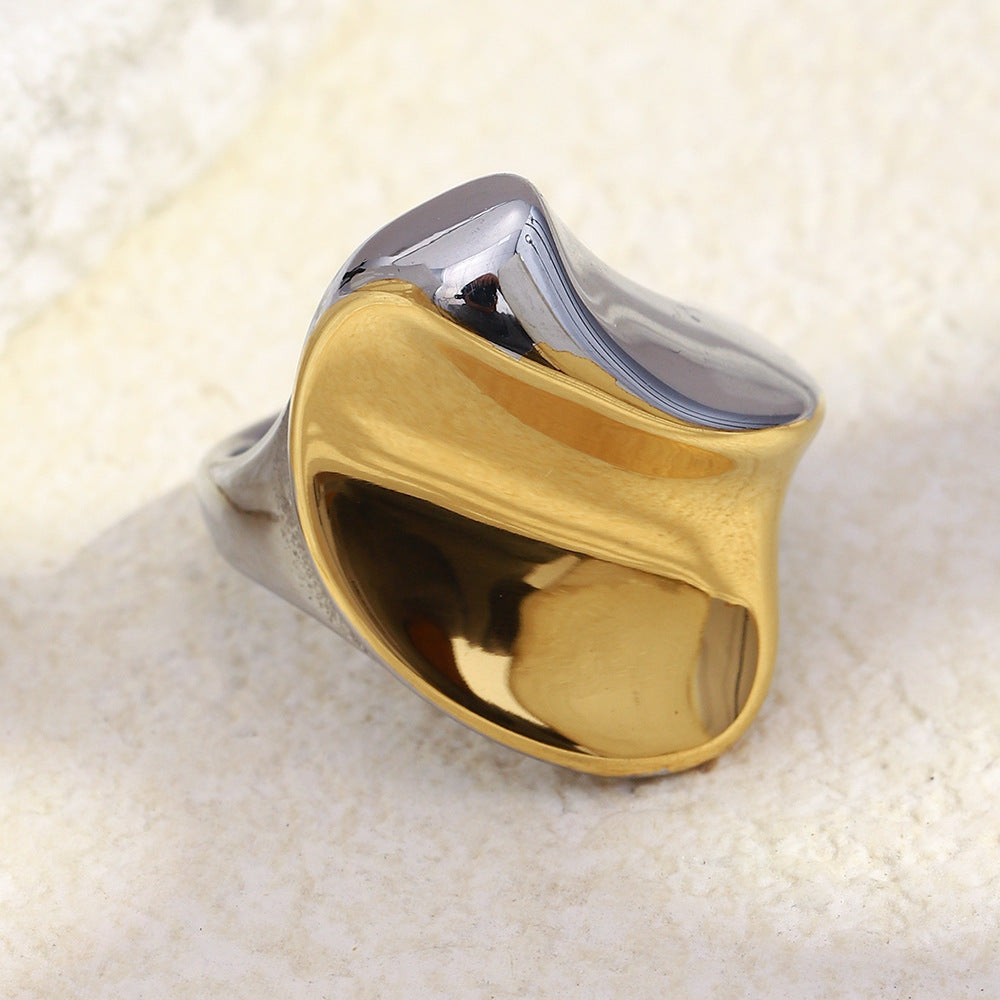 Anello in Acciaio Inox Geometrico Minimalista con Placcatura in Oro 18K da Donna
