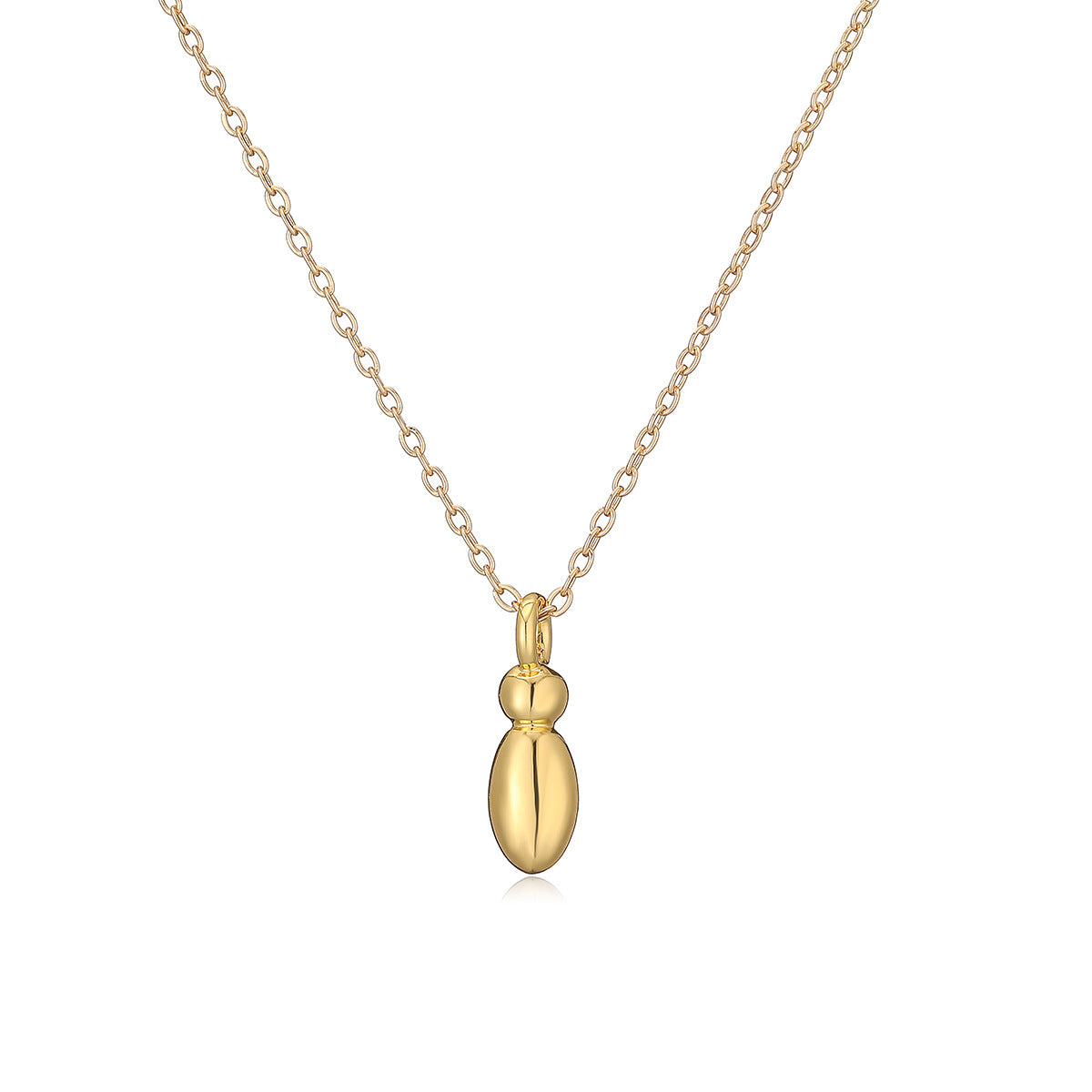 Minimalist Letter-Shaped Copper Pendant Necklace with Real Gold Plating for Women