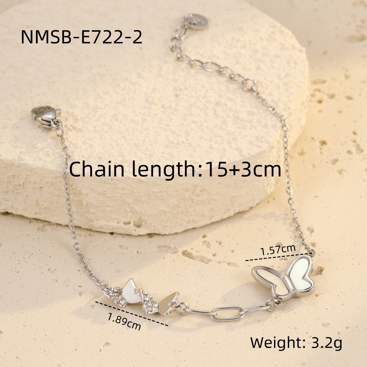 Minimalist Butterfly Shell Design Titanium Steel Bracelet for Women with Rhinestone Inlay and Plated Finish