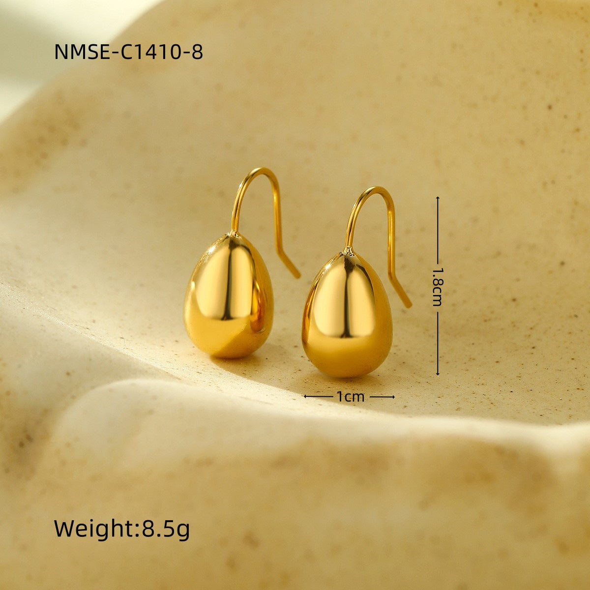 Pendientes de titanio con forma de gota de agua a la moda con acabado de chapado para mujer, aretes ligeros de estilo lujoso