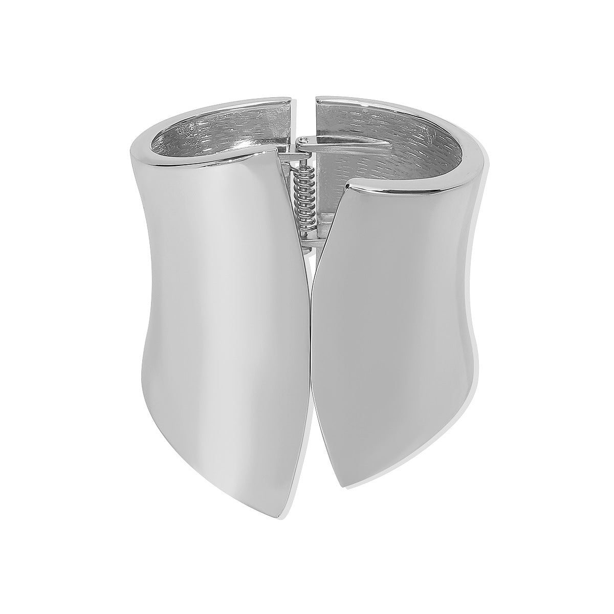 Sweet-Edgy Geometric Alloy Cuff Bracelet with Plated Finish and Asymmetrical Open Design