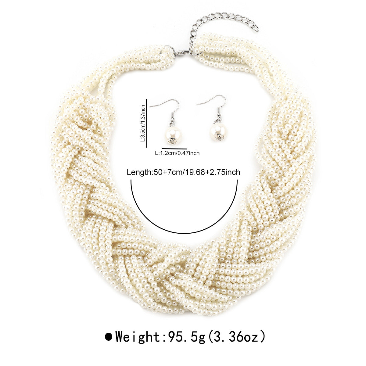Set Collana con Perle Stile Vintage Francese con Orecchini per Donne Gioielli Fatti a Mano con Perle Acriliche