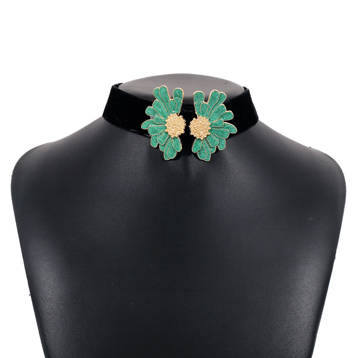 Collana pendente floreale da donna dolce e grintosa con finitura in smalto su base in lega con design geometrico a catena per clavicola