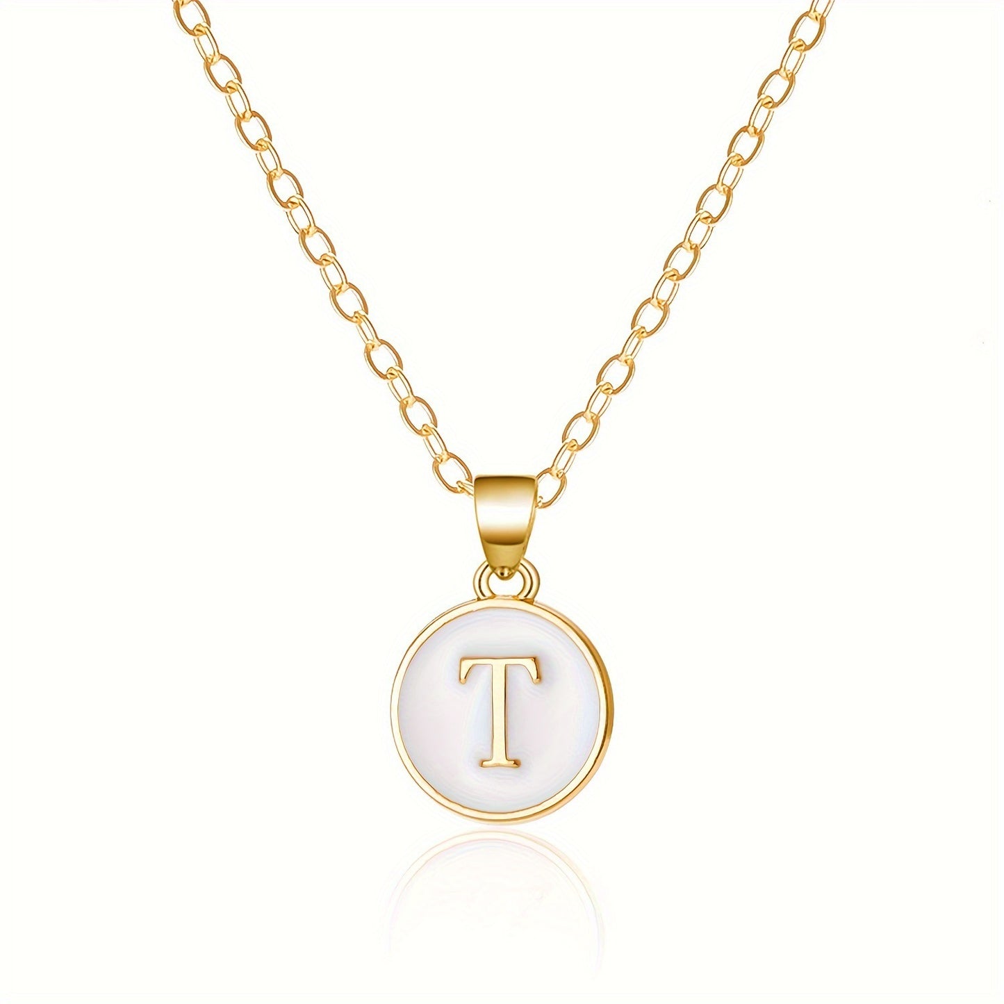 Collana con Pendente a Goccia d'Olio Alfabeto Lettera Rotonda Minimalista in Lega Placcata, Bicolore Bianco e Nero