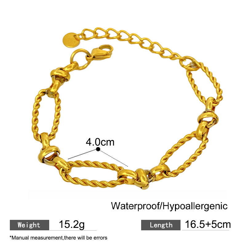 Minimalist Sweet Round Star Pattern Rope Chain Titanium Steel Bracelet Unisex