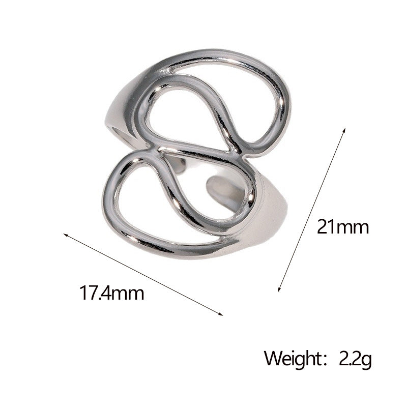 Minimalist Geometric Stainless Steel Ring with Plated Finish for Women, Hypoallergenic Adjustable Open Band