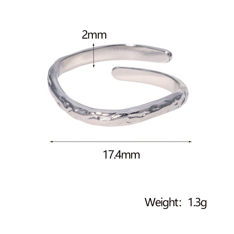Minimalist 18K Gold Plated Geometric Stainless Steel Adjustable Ring for Women