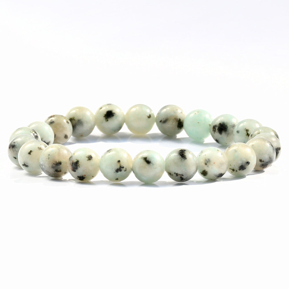 Minimalist Geometric Natural Agate Tourmaline Pink Crystal Beaded Bracelet Unisex Handmade Jewelry