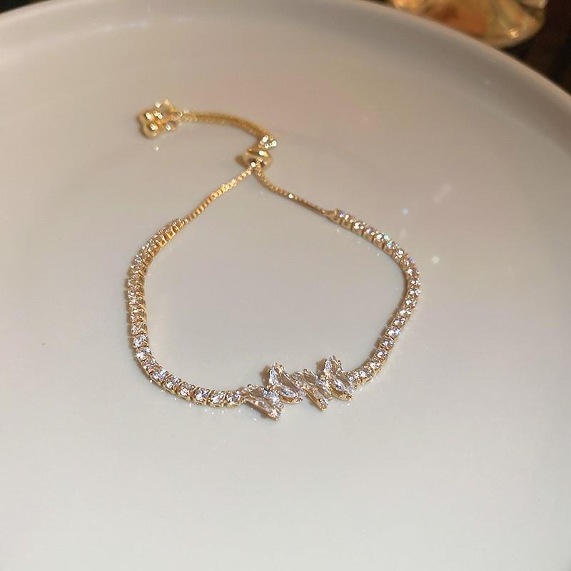 Elegant Geometric Brass Bracelet with Cubic Zirconia Inlay, Adjustable Plated Women's Jewelry