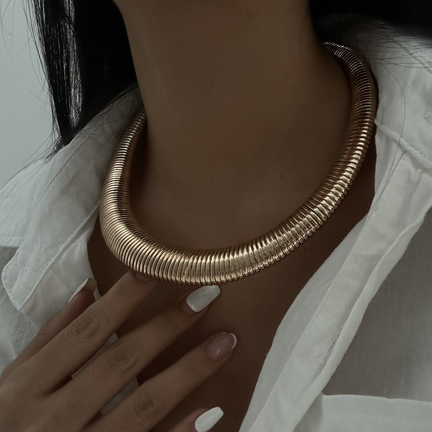 Minimalist Geometric Snake Chain Choker Necklace for Women