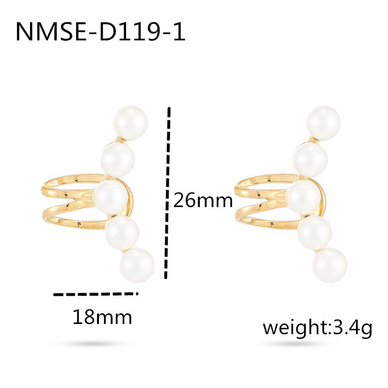 Orecchino da donna alla moda con perle e titanio, ipoallergenico in acciaio inossidabile, clip-on con finitura placcata ed elegante design adatto all'ufficio