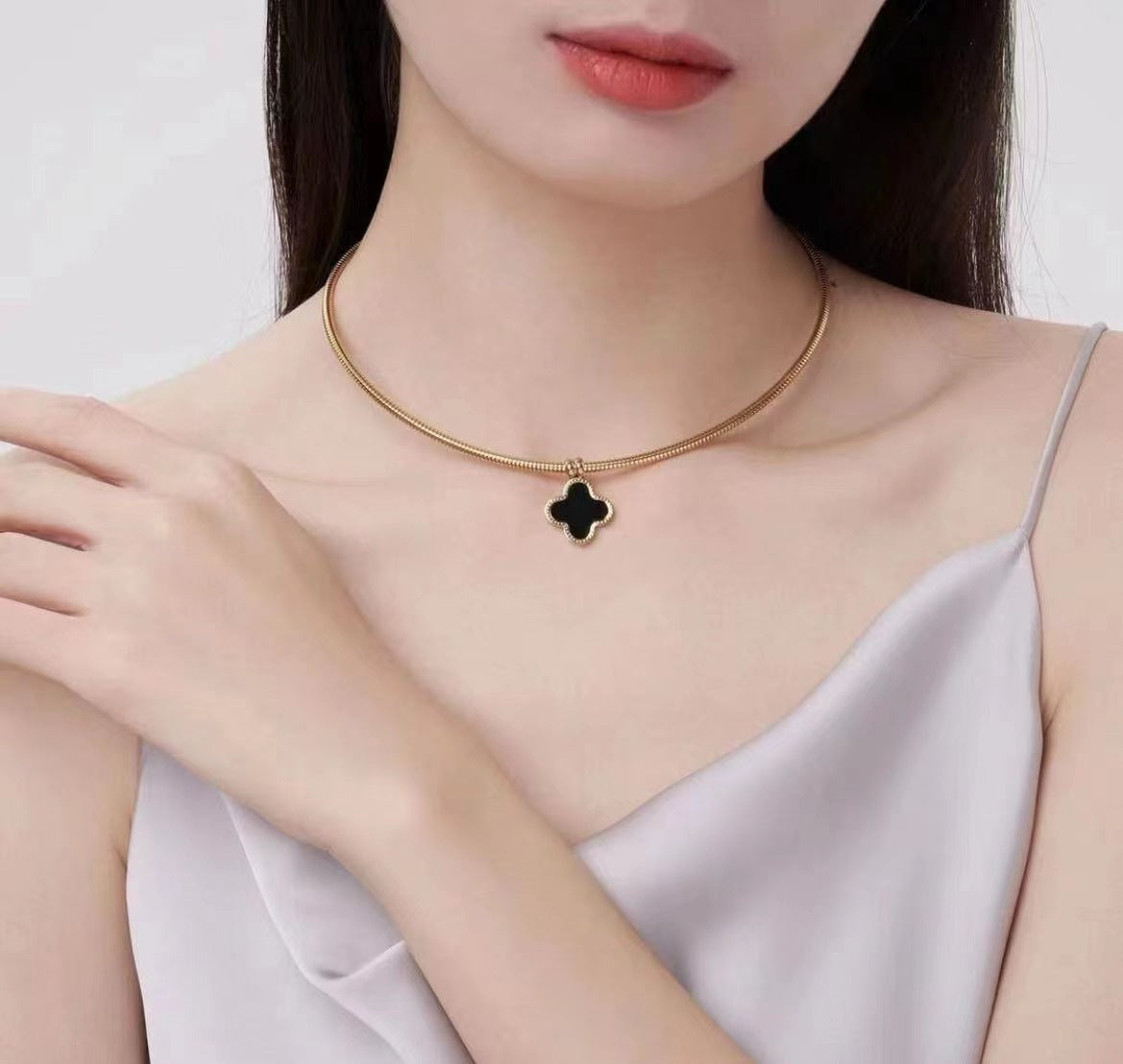 Minimalist Elegant Geometric Titanium Steel Choker Necklace Figaro Chain