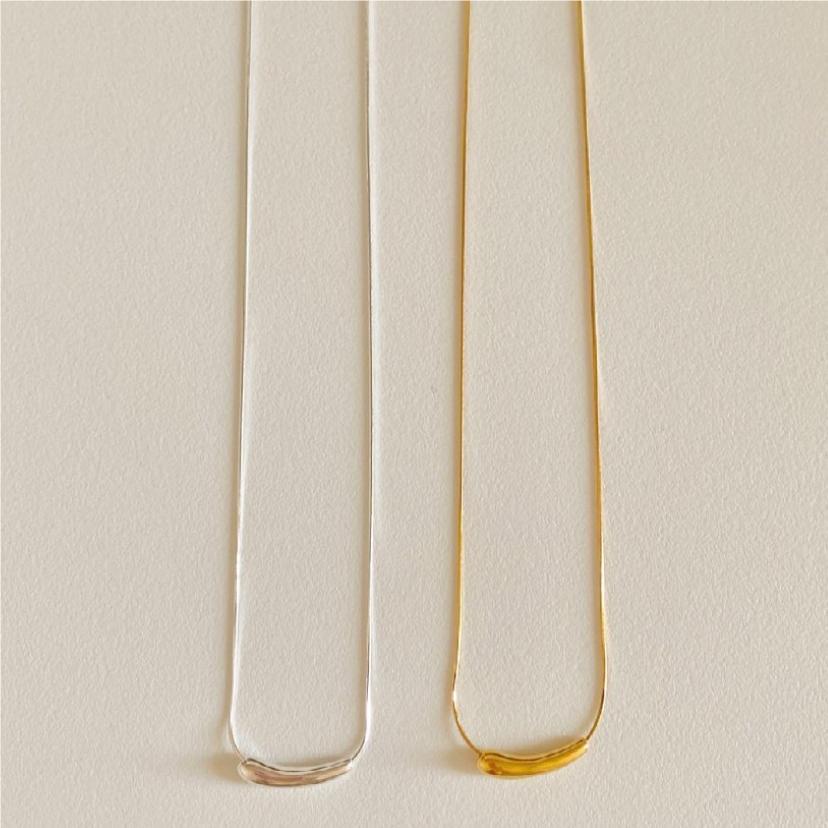 Minimalist Geometric Drop Pendant Necklace in 925 Sterling Silver with Plated Finish on Snake Chain for Women