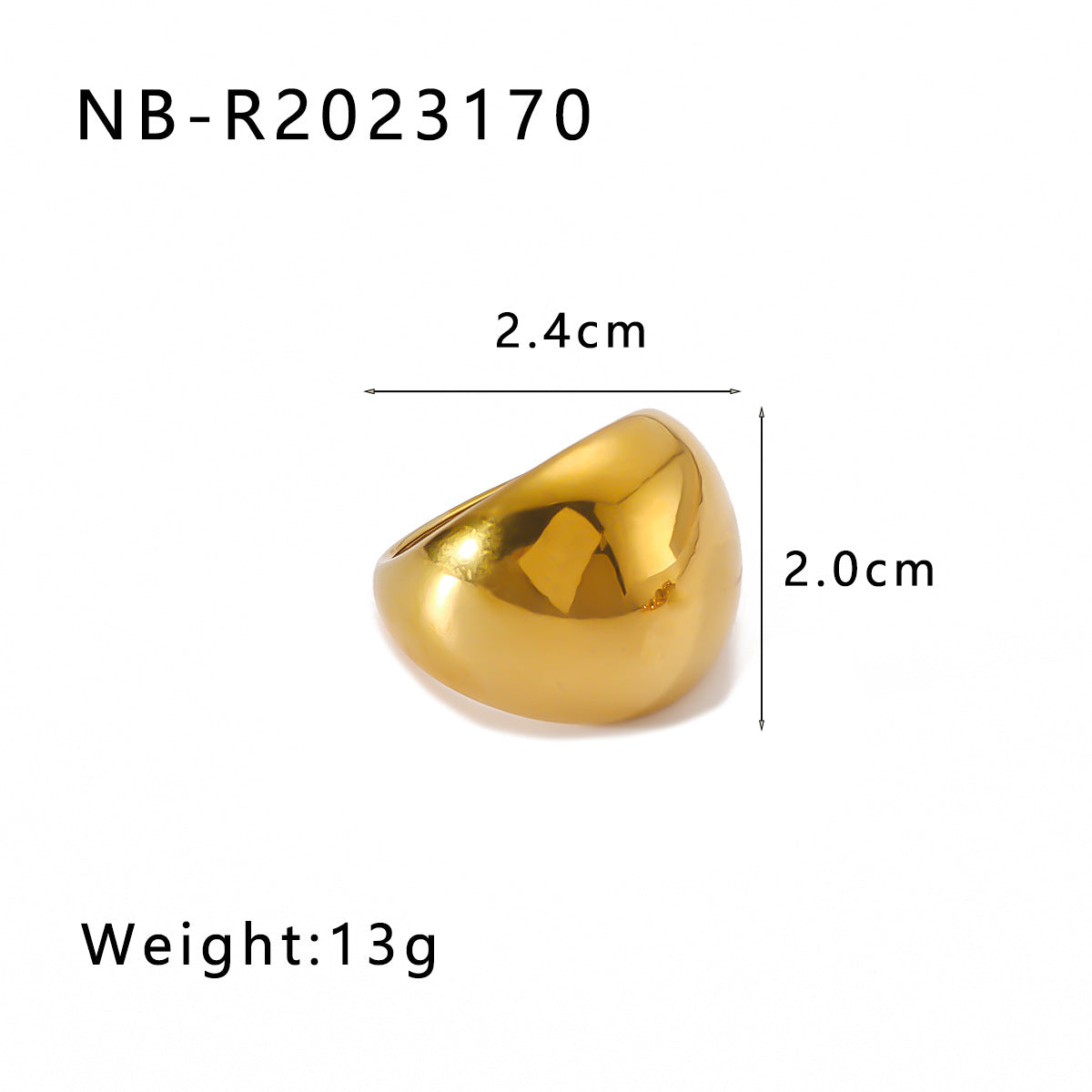 Anello geometrico in acciaio inossidabile placcato oro 18K, unisex, dal design contemporaneo e minimalista