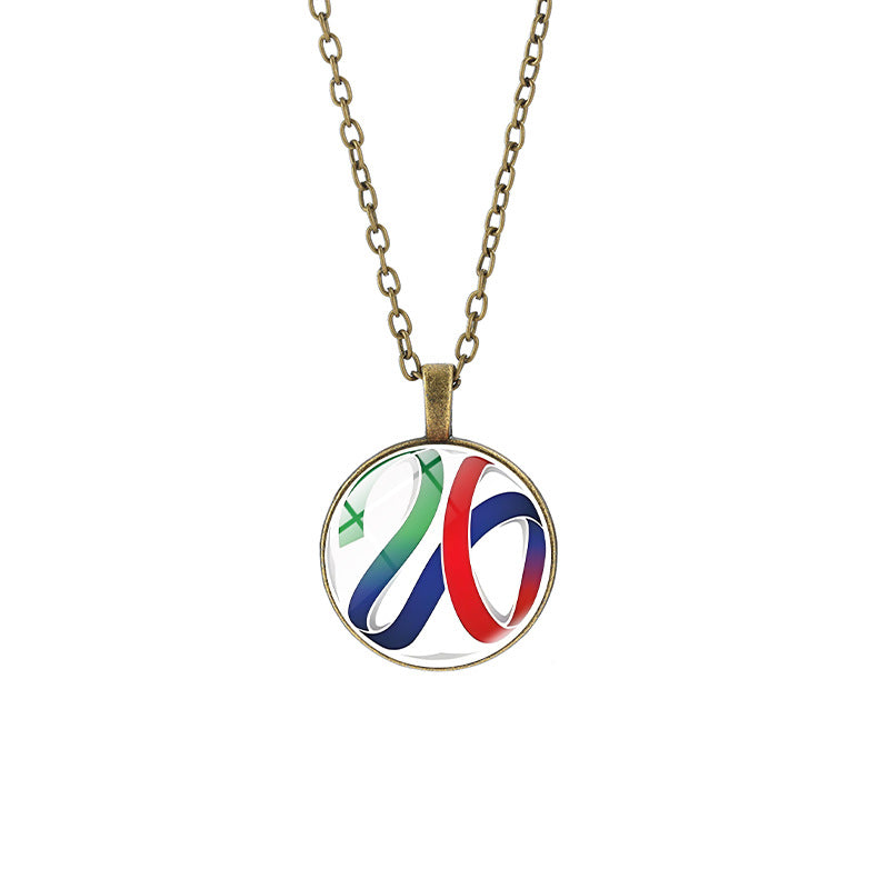 Vintage Sporty Geometric Alloy Pendant Necklace with Crystal Charm for Unisex