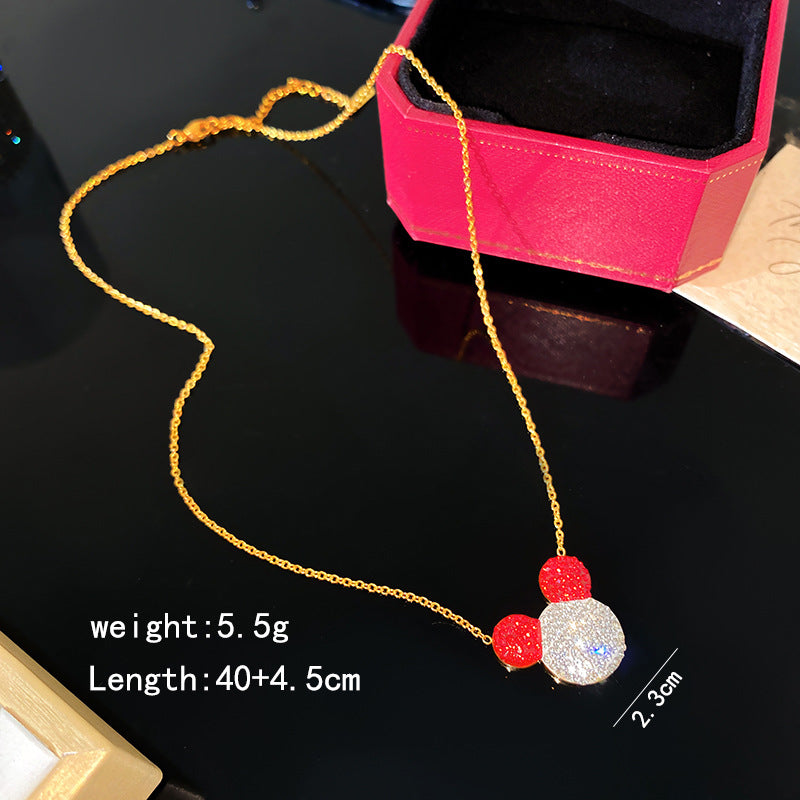 Cartoon Mickey Mouse Pendant Titanium Steel Plated Necklace Unisex