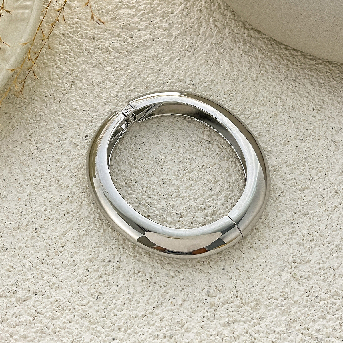 Minimalist Geometric Open Bangle Bracelet for Women with Polished Alloy Finish and Spring Clasp
