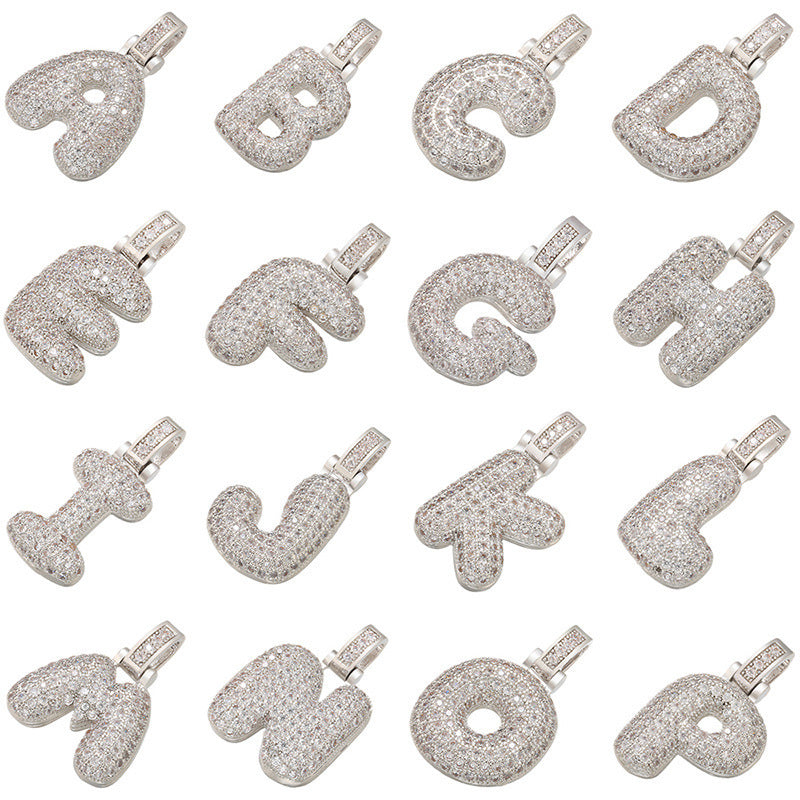 Hip-hop Sweet Micro Inlay Cubic Zirconia Letter Brass Pendant Charm Bar