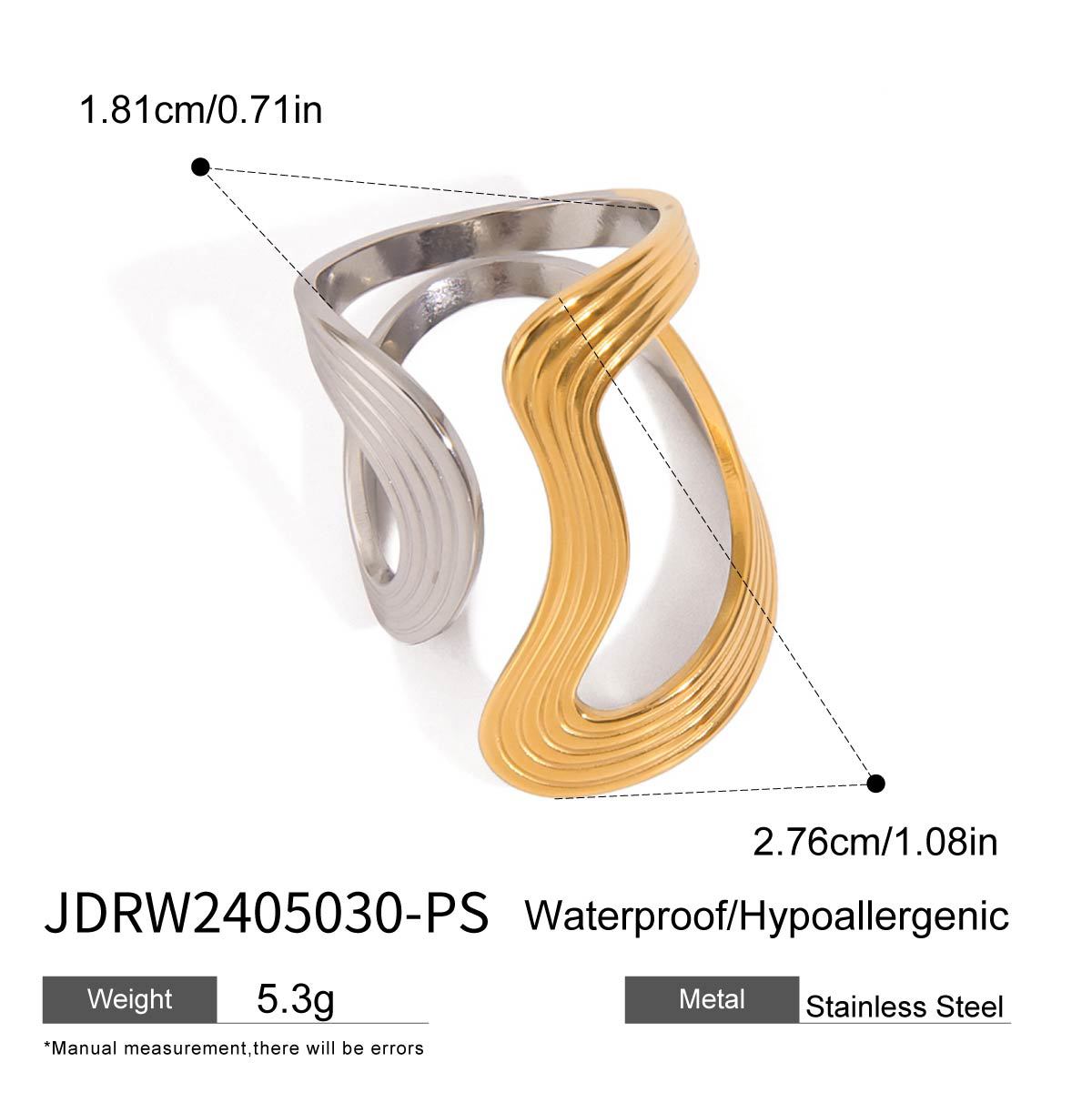Geometric Plated Stainless Steel Ring for Women