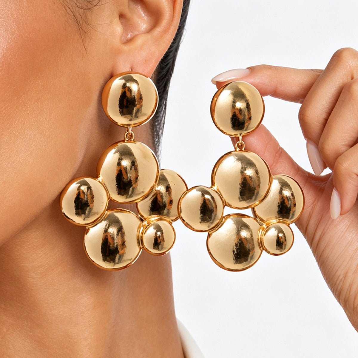 Minimalist Geometric Round Zinc Alloy Plated Earrings for Women