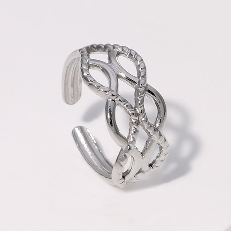 Geometric Plated Stainless Steel Open Ring for Women