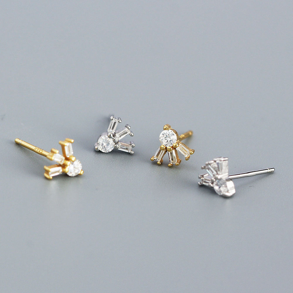 Orecchini minimalistici geometrici quadrati con zirconi cubici in argento sterling 925