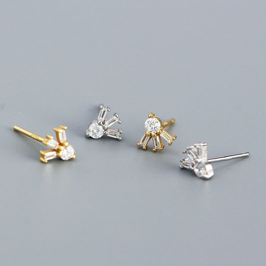 Orecchini minimalistici geometrici quadrati con zirconi cubici in argento sterling 925