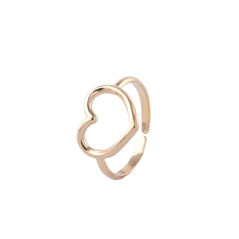 Minimalist Sweet Heart Shaped Plated Stainless Steel Open Ring for Women