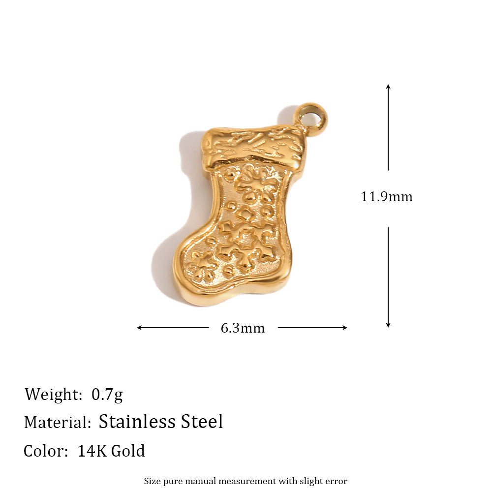 Fashionable Minimalist Reindeer and Snowflake Pendant Necklace for Women in Stainless Steel with 14K Gold Plating