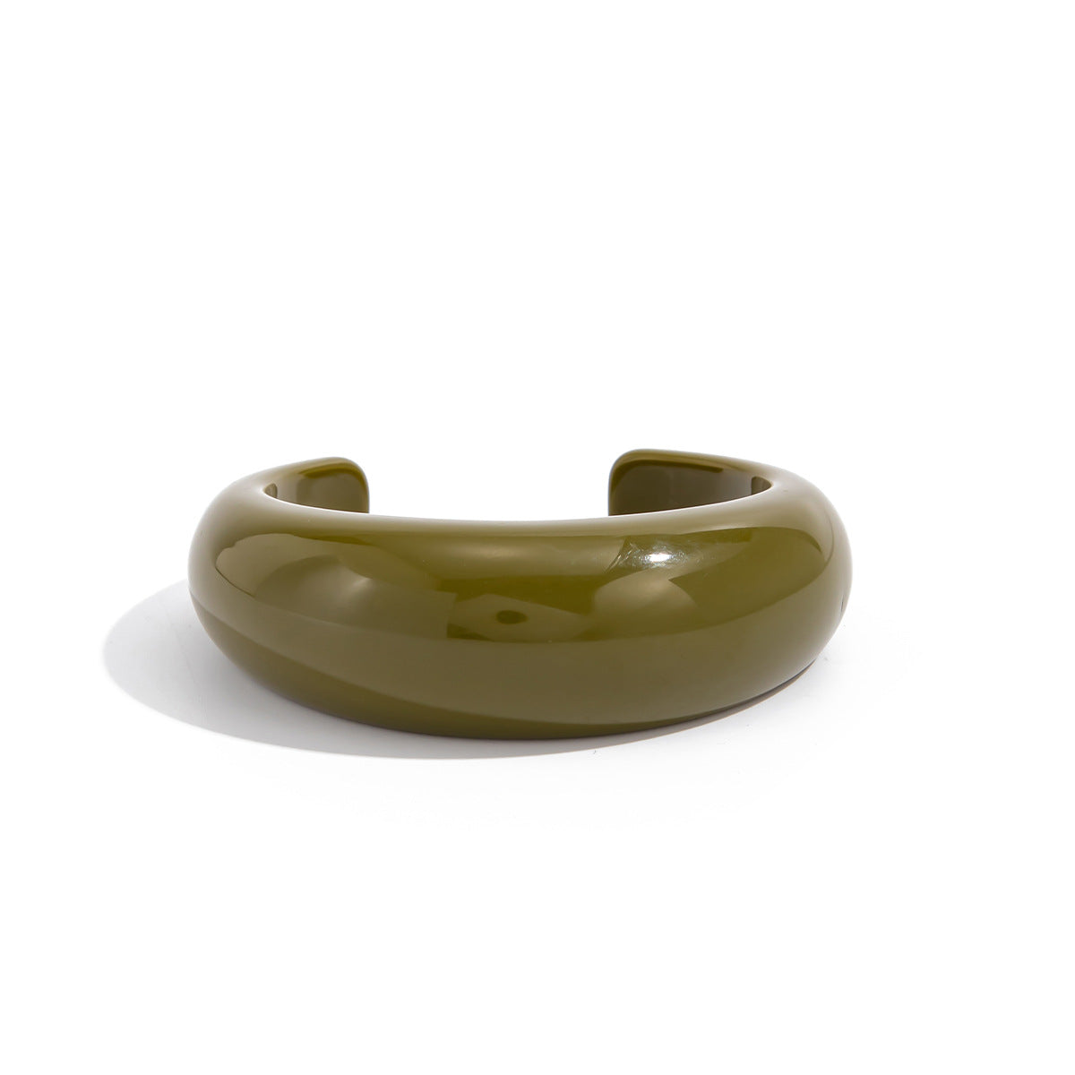 Bracciale rigido aperto minimalista in resina a forma di C con design geometrico irregolare per donna