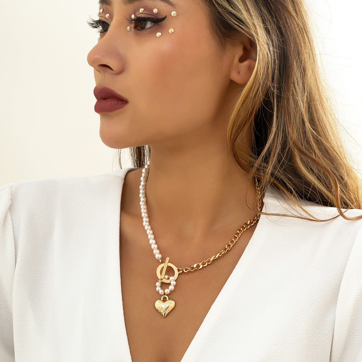 Vintage Minimalist Heart Alloy Plated Ball Chain Necklace