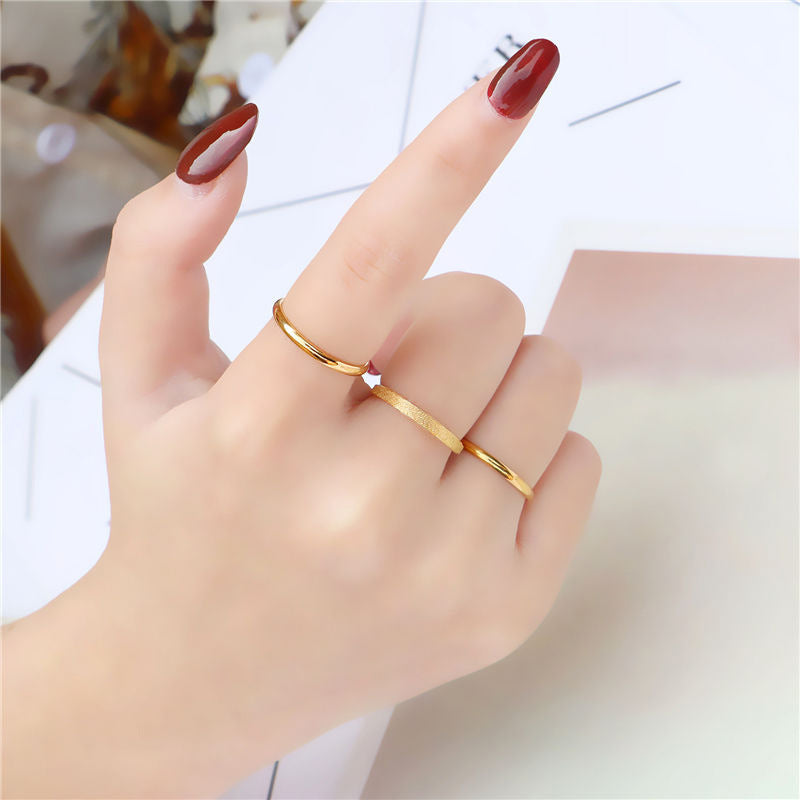 Anello da donna in acciaio al titanio geometrico minimalista con finitura lucida e opaca, set di anelli da dito per coppie
