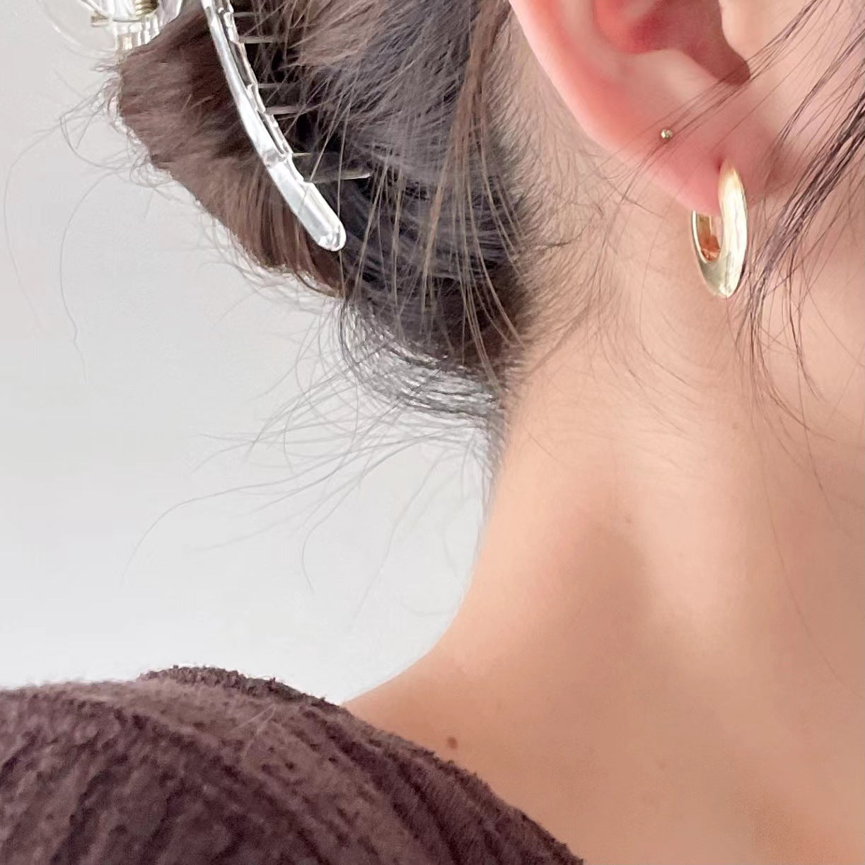Orecchini placcati rotondi geometrici minimalisti in argento Sterling 925