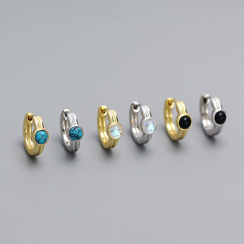 Orecchini a clip geometrici minimalisti in argento sterling S925 placcati per donna