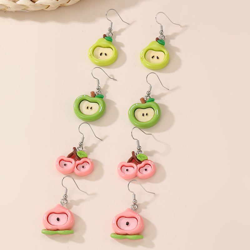 Orecchini a perno per bambini in resina plastica a forma di fiocco minimalista con design a frutta e petali a tema gelato colorato