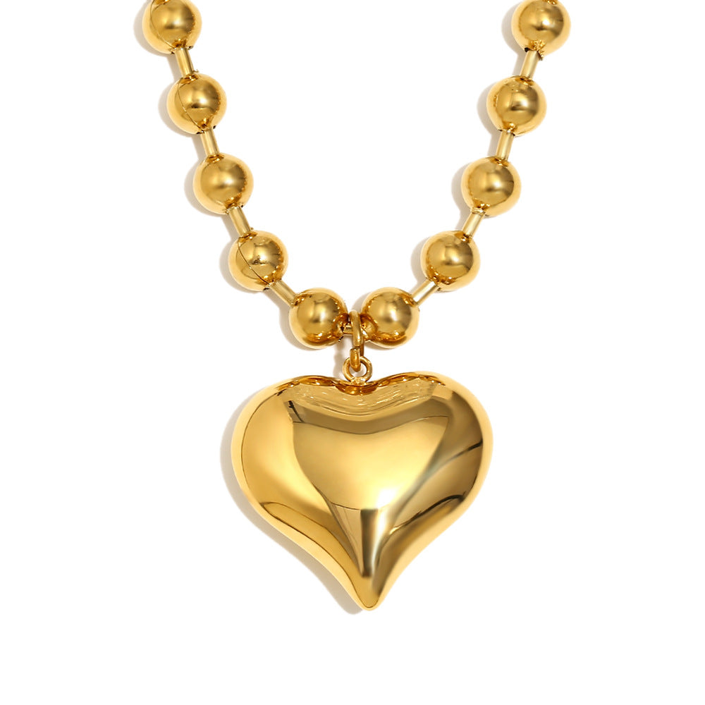 Fashionable Heart-Shaped Stainless Steel Pendant Necklace with 18K Gold Plating for Women