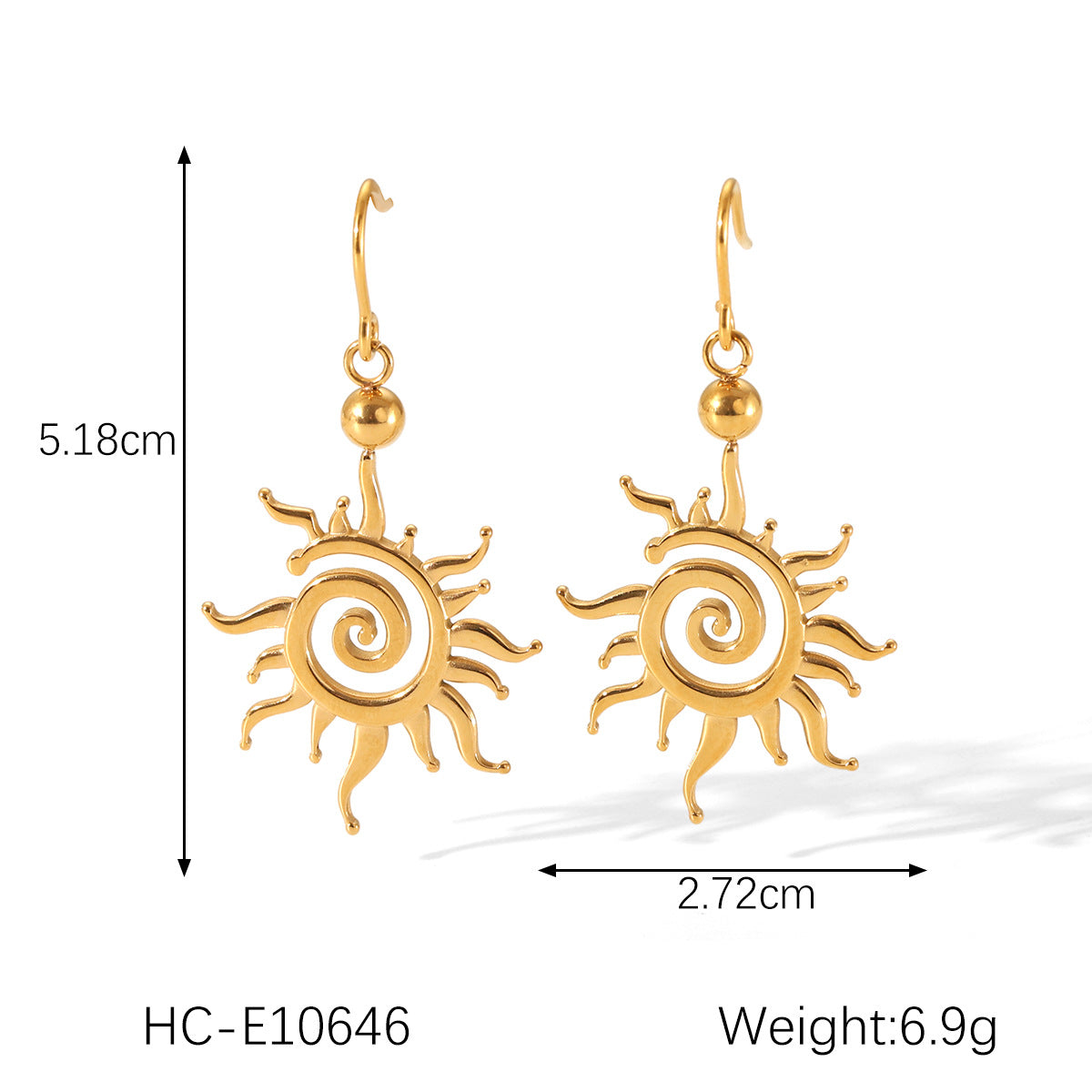 Minimalist Geometric Stainless Steel Earrings for Women with Pyramid Triangle Sun Flame Shapes and Dangling Chain Tassels
