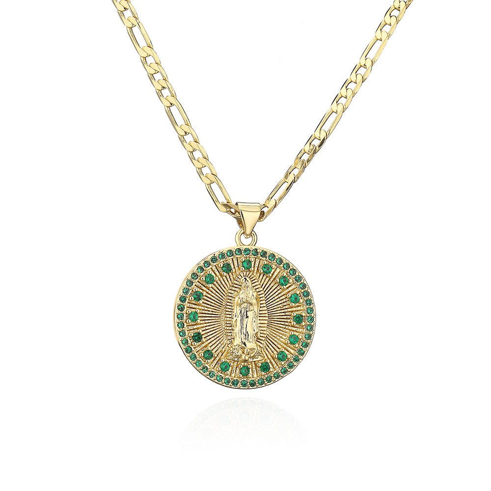 Minimalist Geometric Copper Pendant Necklace with 18K Gold Plating and Micro-Paved Zirconia for Women