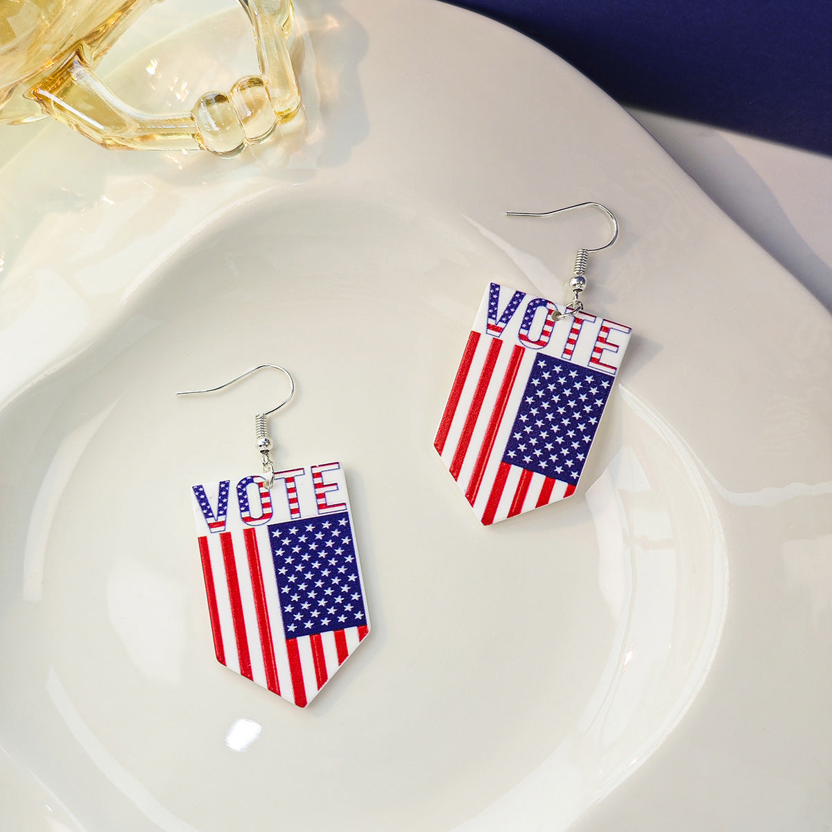 Vintage Round Heart Floral Acrylic Plated Earrings for Women