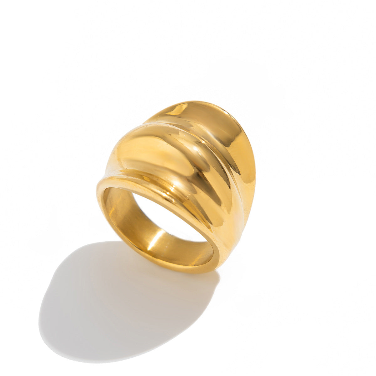 Anello da donna in lega geometrico minimalista color freddo con superficie ondulata e design irregolare