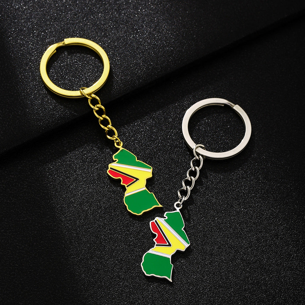 Portachiavi con Ciondolo Geometrico Minimalista in Acciaio Inossidabile Smaltato Accessorio Unisex