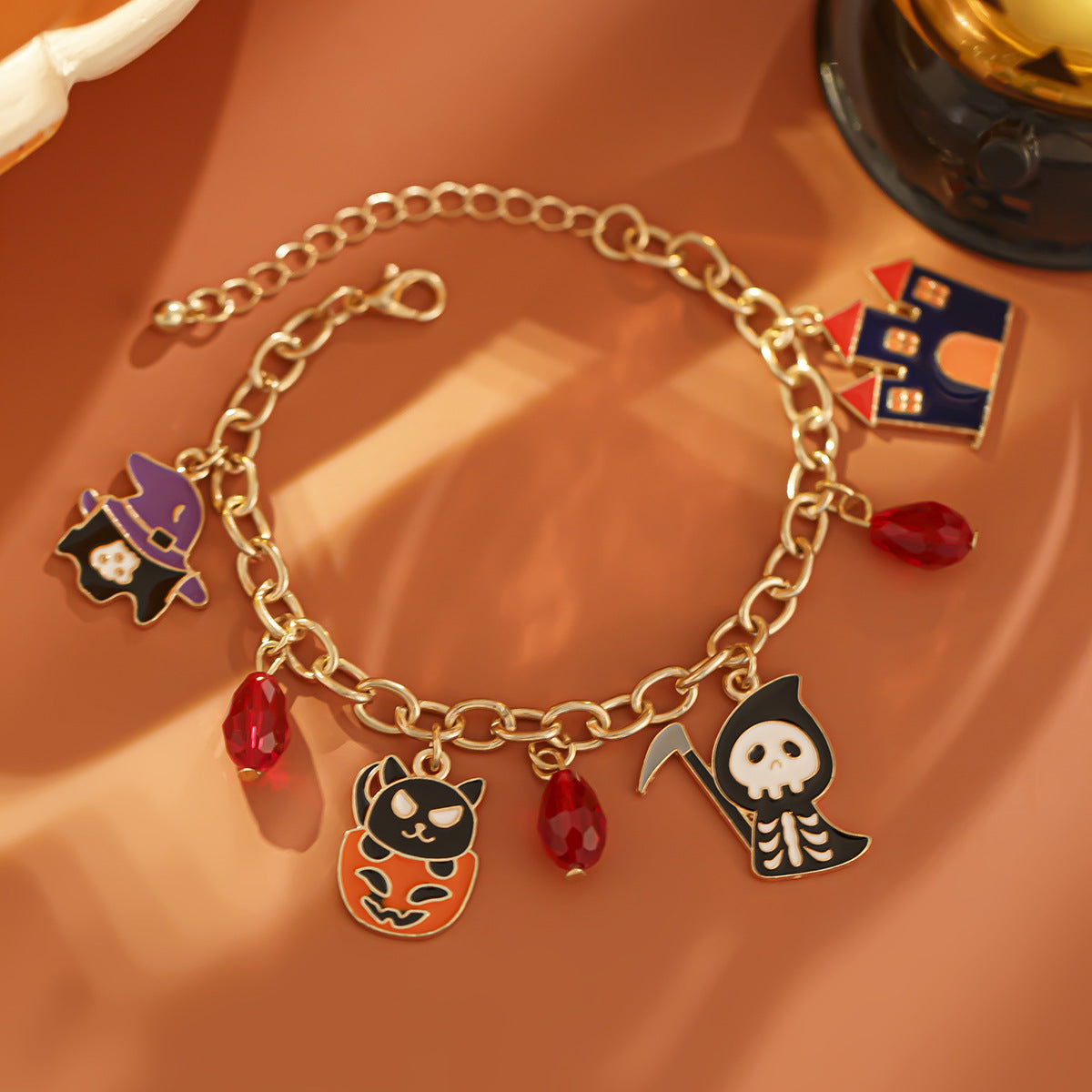 Pulsera de mujer con colgante de fantasma y calabaza estilo Hip Hop, de aleación con acabado chapado