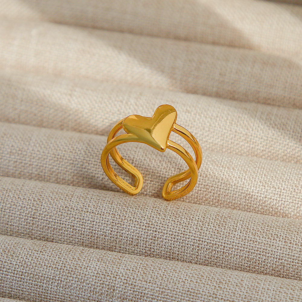 Anello regolabile in acciaio al titanio, stile hip hop geometrico, placcato per donna